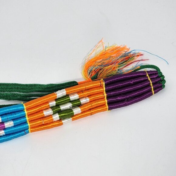 Colorful Round Hand Woven Tribal for Friendship Bow and Arrow Tie Belt Vintage - Picture 5 of 12